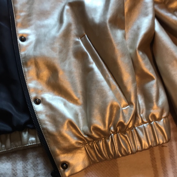 Rachel Roy gold vegan leather jacket XL - Picture 4 of 11